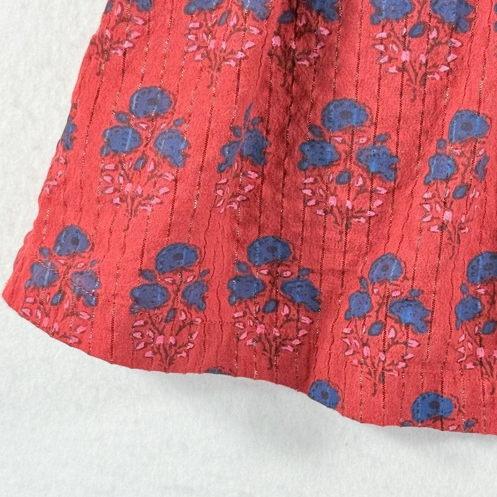 Pink Chicken Dress Kids 4 Red Blue Floral Smocked Lurex Boho Cottagecore Folk